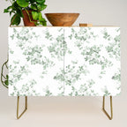 Elegant vintage green white roses shabby floral Credenza Gallery Image 1