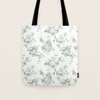 Elegant vintage green white roses shabby floral Tote Bag Gallery Image 1
