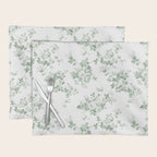 Elegant vintage green white roses shabby floral Placemat Gallery Image 1