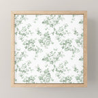 Elegant vintage green white roses shabby floral Mini Art Print Gallery Image 1
