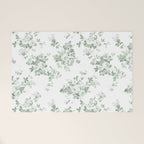 Elegant vintage green white roses shabby floral Welcome Mat Gallery Image 1
