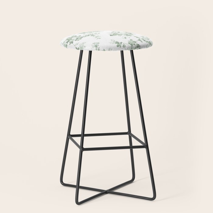 Elegant vintage green white roses shabby floral Stool Gallery Image 1