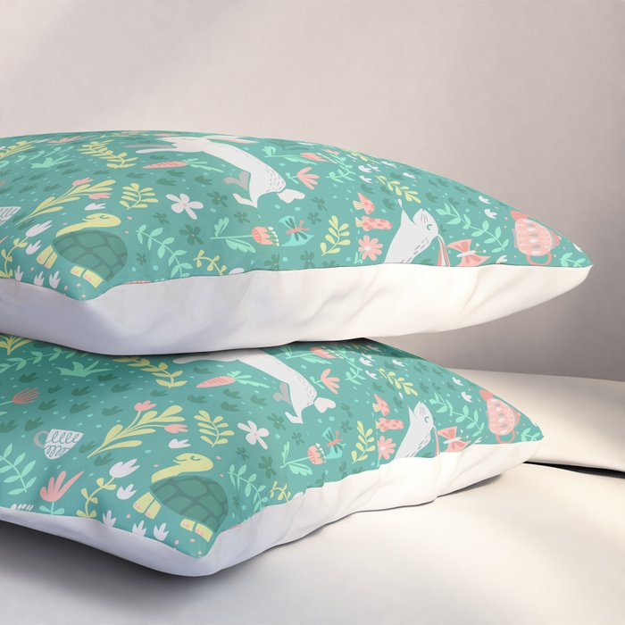 Spring Pattern of Bunnies with Turtles Pillow Sham Gallery Image 3