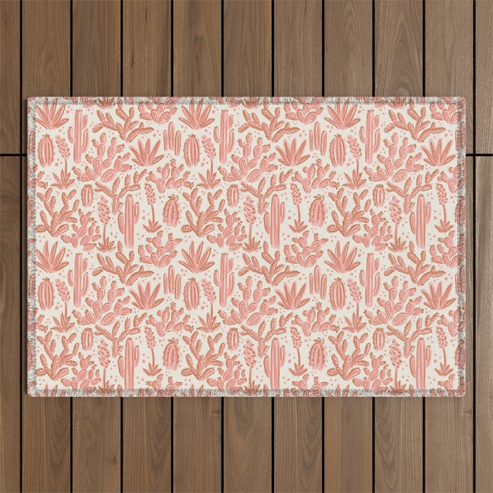 Cactus Desert - pink and copper Outdoor Rug Gallery Image 1