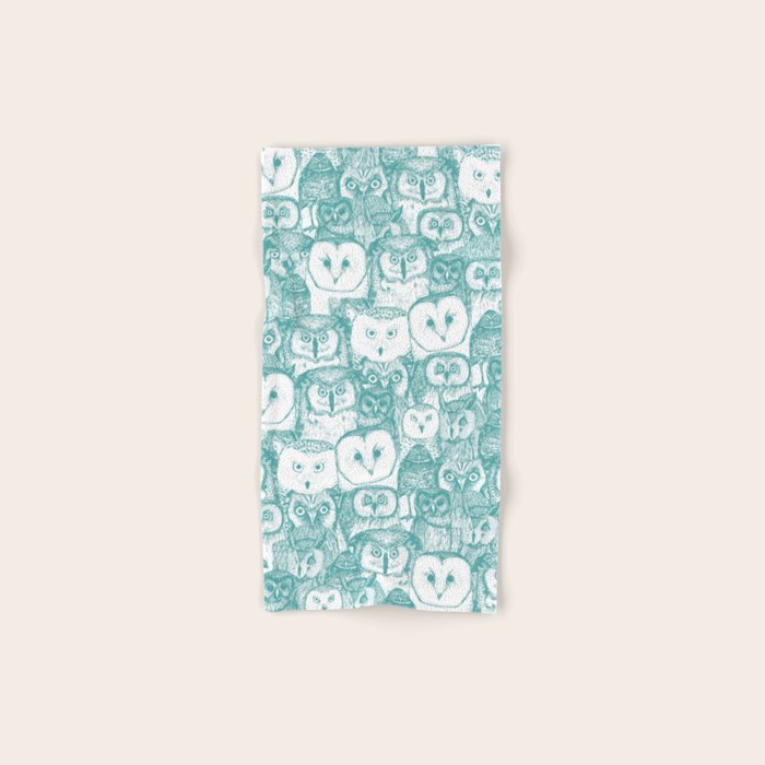 just owls teal blue Bath Towel Gallery Image 1
