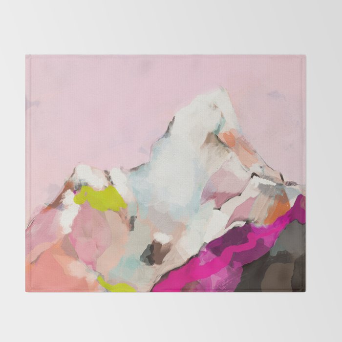 landscape mountain painting abstract Throw Blanket Gallery Image 2