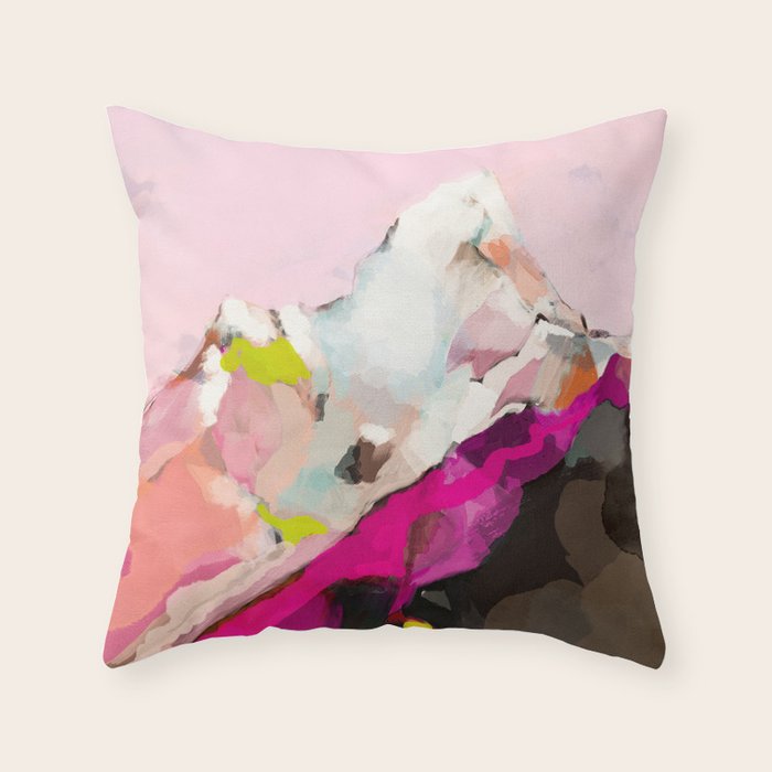 landscape mountain painting abstract Throw Pillow Gallery Image 1