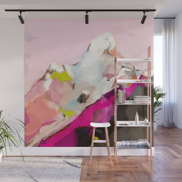 landscape mountain painting abstract Wall Mural Gallery Image 1