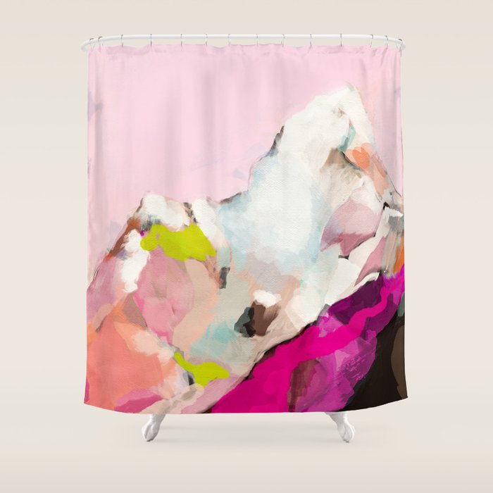 landscape mountain painting abstract Shower Curtain Gallery Image 1