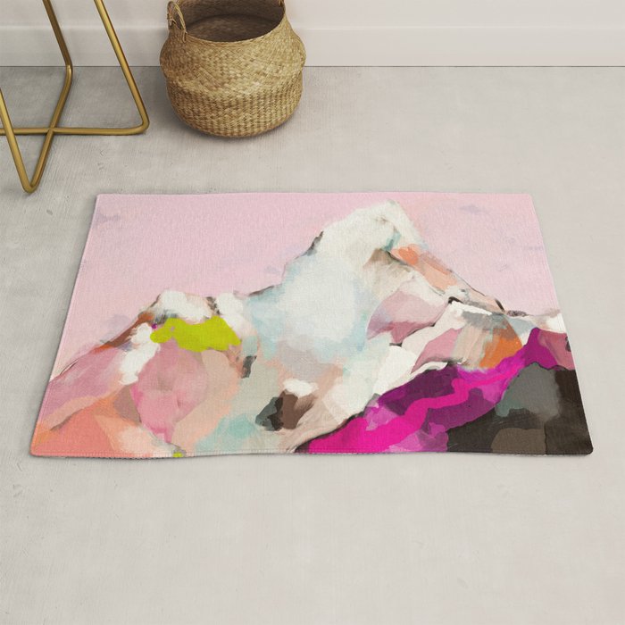 landscape mountain painting abstract Rug Gallery Image 1