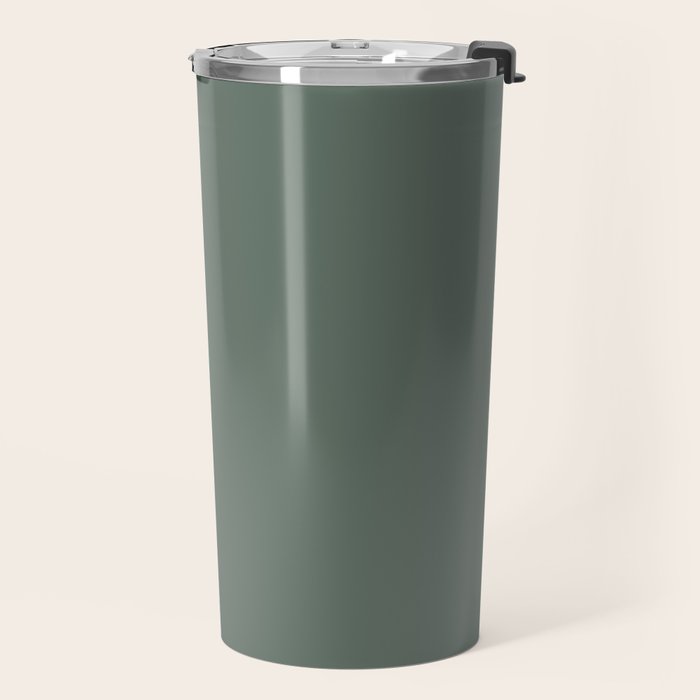 Minimal, Solid Color, Dark Sage Green Travel Mug Gallery Image 2