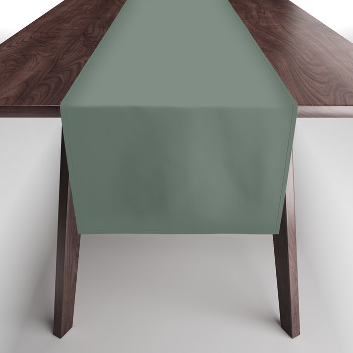 Minimal, Solid Color, Dark Sage Green Table Runner Gallery Image 1