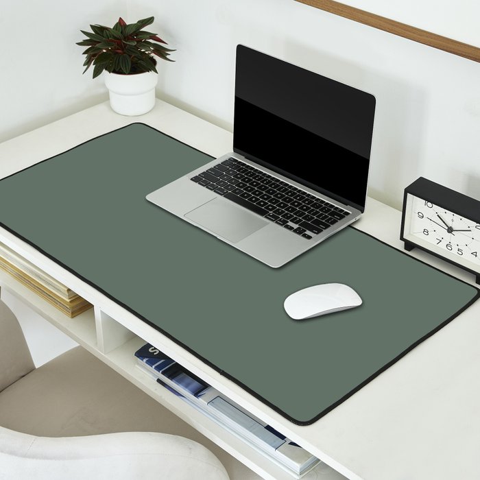 Minimal, Solid Color, Dark Sage Green Desk Mat Gallery Image 2