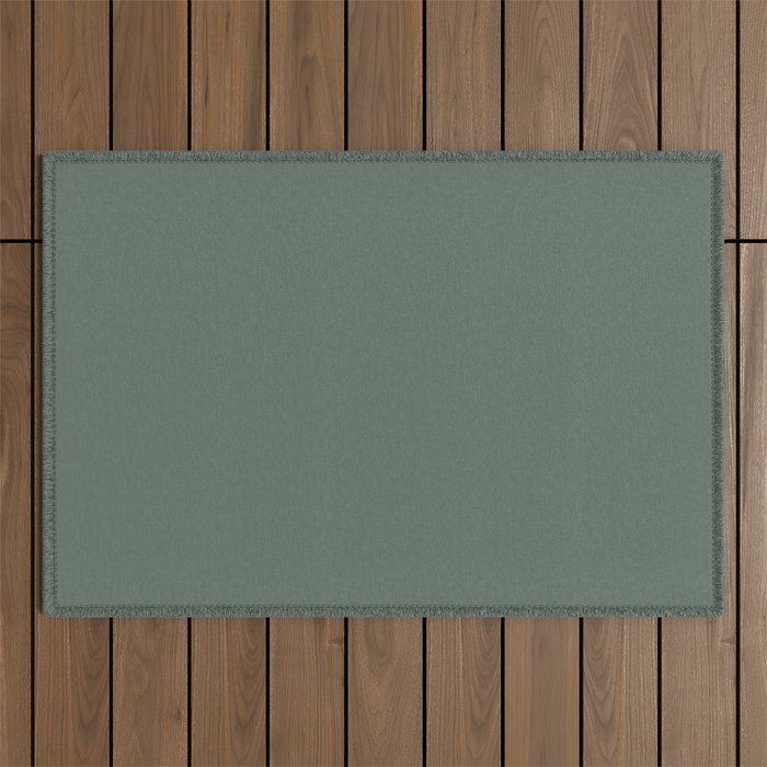 Minimal, Solid Color, Dark Sage Green Outdoor Rug Gallery Image 1