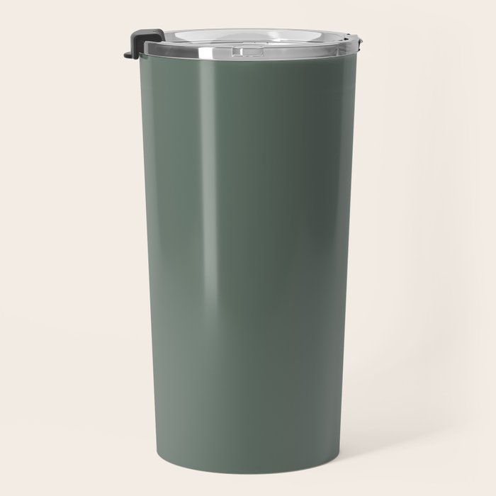 Minimal, Solid Color, Dark Sage Green Travel Mug Gallery Image 3