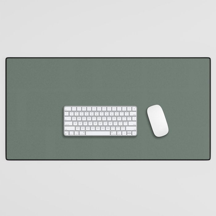 Minimal, Solid Color, Dark Sage Green Desk Mat Gallery Image 1