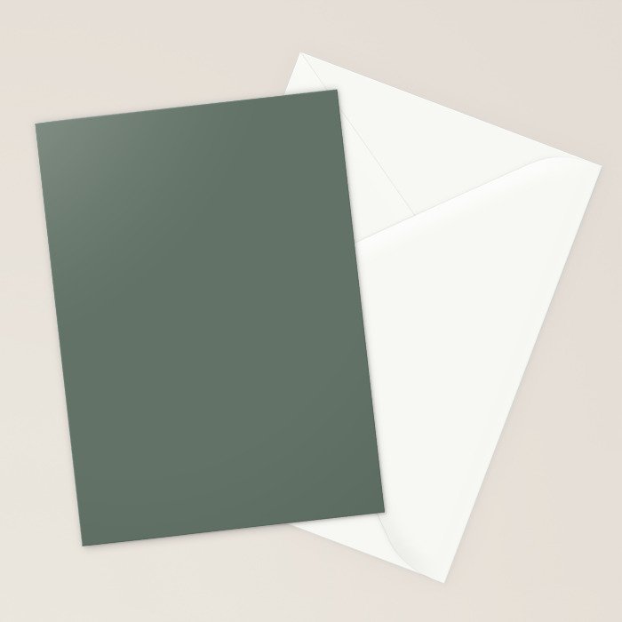 Minimal, Solid Color, Dark Sage Green Stationery Card Gallery Image 2