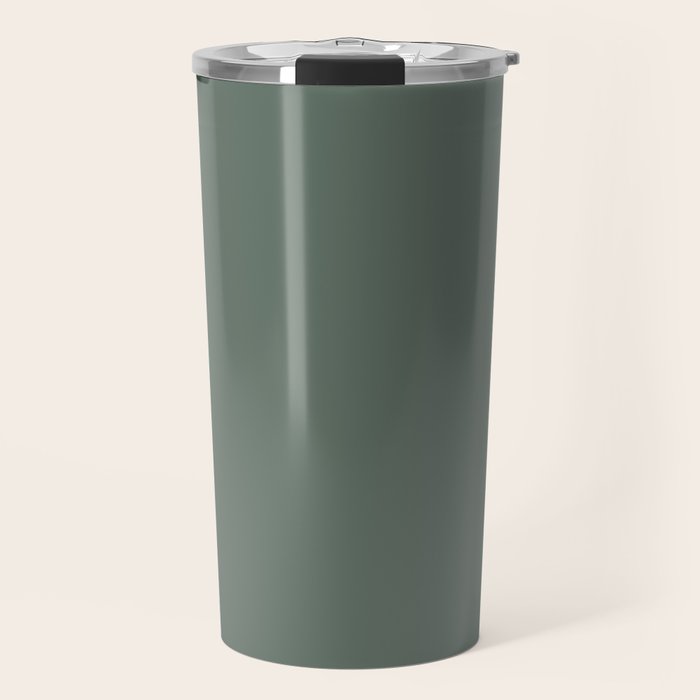Minimal, Solid Color, Dark Sage Green Travel Mug Gallery Image 1