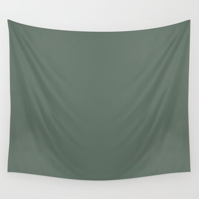 Minimal, Solid Color, Dark Sage Green Wall Tapestry Gallery Image 4