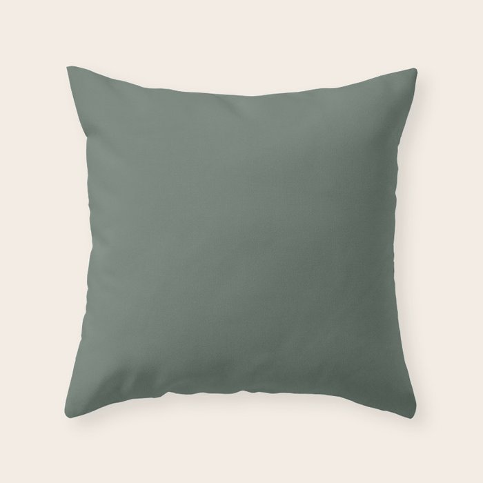 Minimal, Solid Color, Dark Sage Green Throw Pillow Gallery Image 1