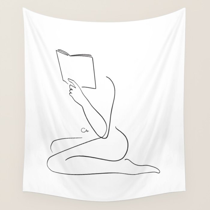 Reading Naked n.4 Wall Tapestry Gallery Image 1