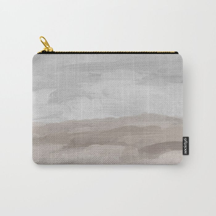 Sands of Time II - Gray Stormy Clouds Beige Sandy Beach Coastal Ocean Abstract Nature Painting Carry All Pouch Gallery Image 1