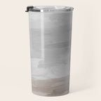Sands of Time II - Gray Stormy Clouds Beige Sandy Beach Coastal Ocean Abstract Nature Painting Travel Mug Gallery Image 3