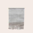 Sands of Time II - Gray Stormy Clouds Beige Sandy Beach Coastal Ocean Abstract Nature Painting Wall Hanging Gallery Image 1