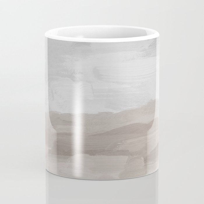 Sands of Time II - Gray Stormy Clouds Beige Sandy Beach Coastal Ocean Abstract Nature Painting Coffee Mug Gallery Image 4