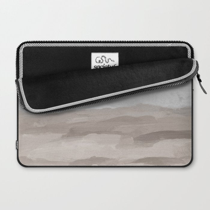 Sands of Time II - Gray Stormy Clouds Beige Sandy Beach Coastal Ocean Abstract Nature Painting Laptop Sleeve Gallery Image 2