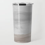 Sands of Time II - Gray Stormy Clouds Beige Sandy Beach Coastal Ocean Abstract Nature Painting Travel Mug Gallery Image 1