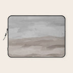 Sands of Time II - Gray Stormy Clouds Beige Sandy Beach Coastal Ocean Abstract Nature Painting Laptop Sleeve Gallery Image 1