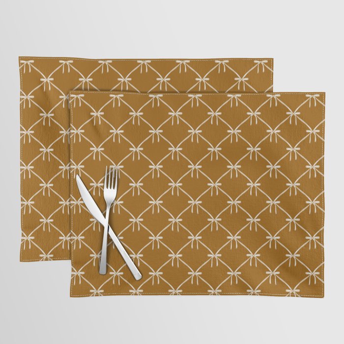 Bows & Ribbons Pattern XVII Burnt Ochre Placemat Gallery Image 1