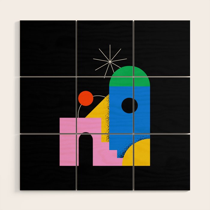Colorful trendy geometric art illustration Wood Wall Art Gallery Image 1