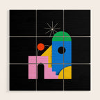 Colorful trendy geometric art illustration Wood Wall Art Gallery Image 1