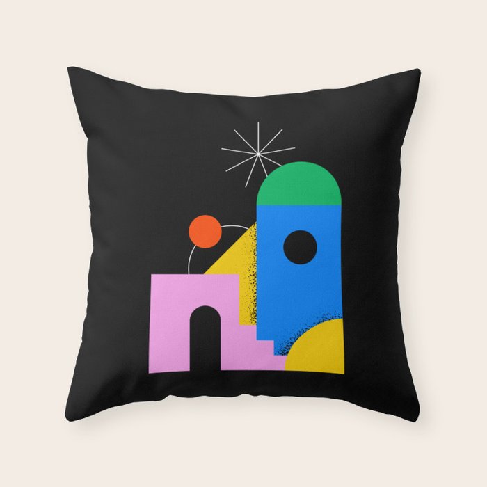 Colorful trendy geometric art illustration Throw Pillow Gallery Image 6
