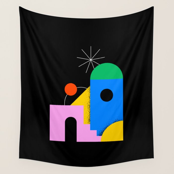 Colorful trendy geometric art illustration Wall Tapestry Gallery Image 4