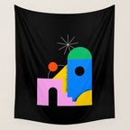 Colorful trendy geometric art illustration Wall Tapestry Gallery Image 4