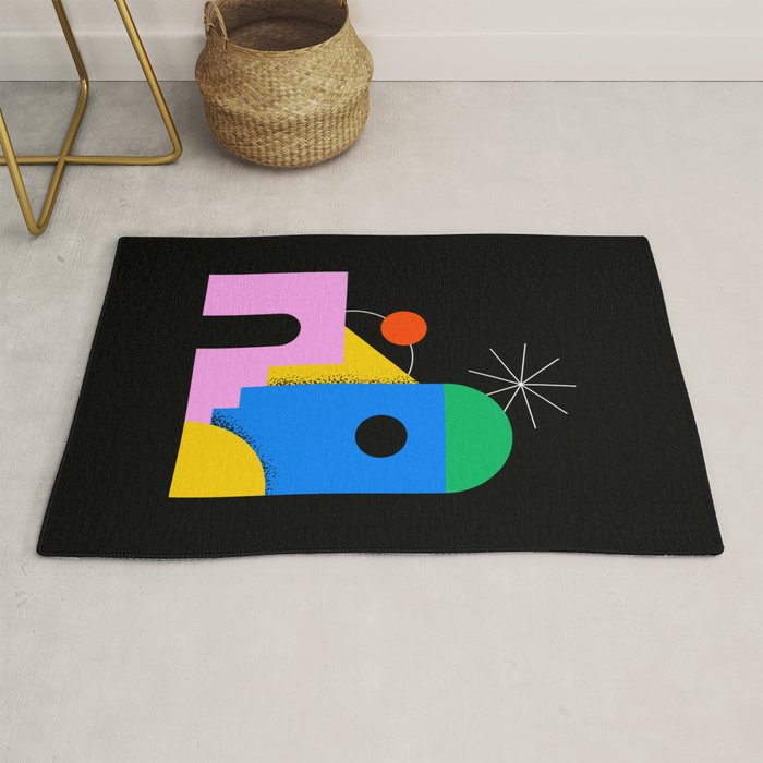 Colorful trendy geometric art illustration Rug Gallery Image 1