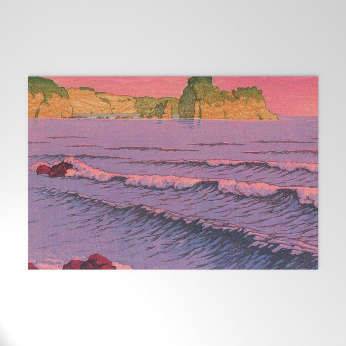 Morning Sea at Shiribeshi by Kawase Hasui Welcome Mat Gallery Image 1