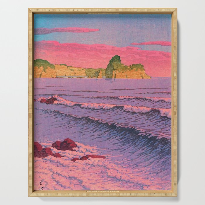 Morning Sea at Shiribeshi by Kawase Hasui Serving Tray Gallery Image 1