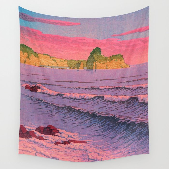 Morning Sea at Shiribeshi by Kawase Hasui Wall Tapestry Gallery Image 4