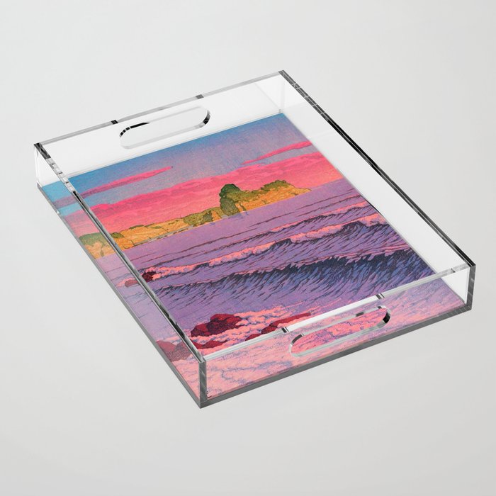 Morning Sea at Shiribeshi by Kawase Hasui Acrylic Tray Gallery Image 1