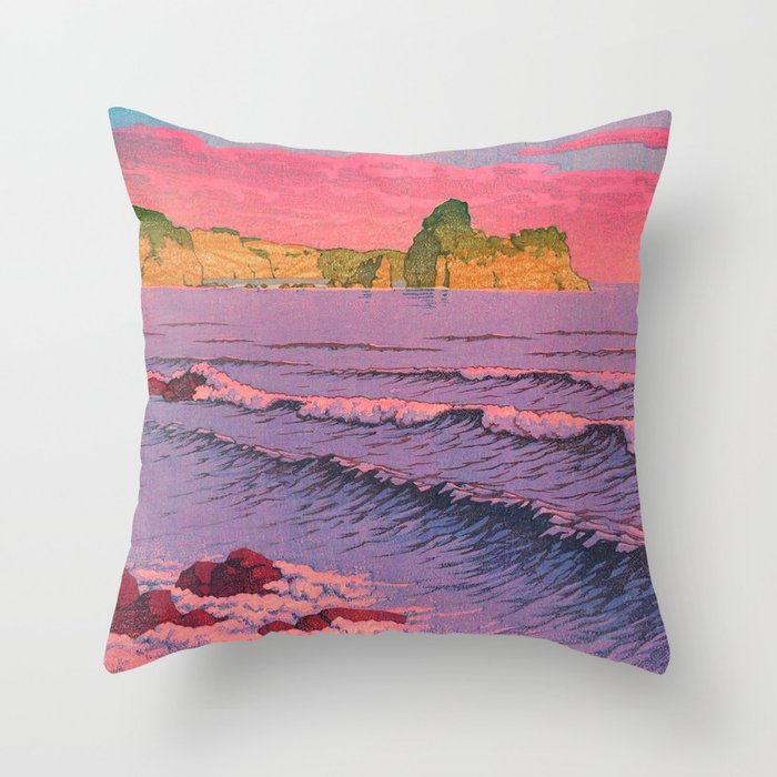Morning Sea at Shiribeshi by Kawase Hasui Throw Pillow Gallery Image 6