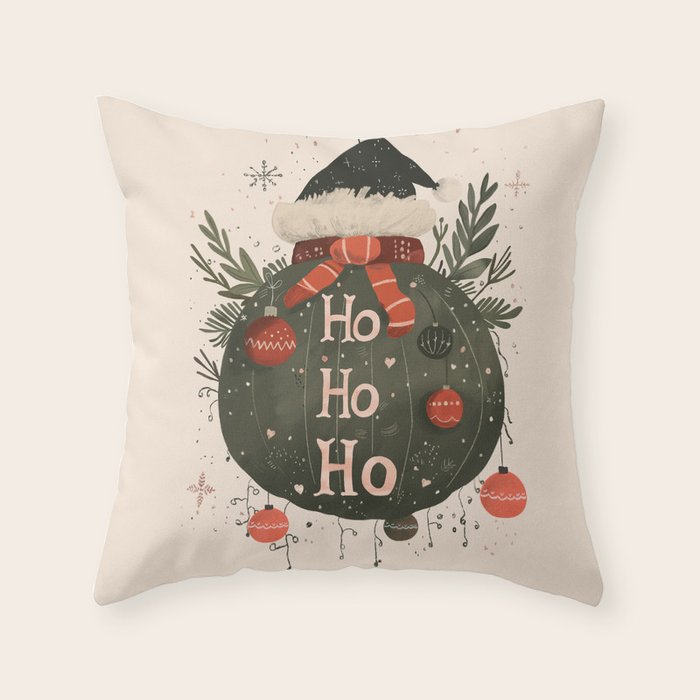 Festive Ho Ho Ho Bauble Throw Pillow Gallery Image 6