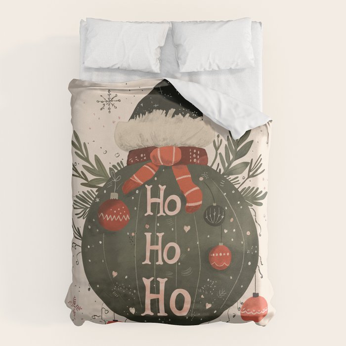 Festive Ho Ho Ho Bauble Duvet Cover Gallery Image 1