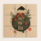 Festive Ho Ho Ho Bauble Wood Wall Art Gallery Image 1