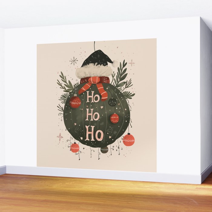 Festive Ho Ho Ho Bauble Wall Mural Gallery Image 2