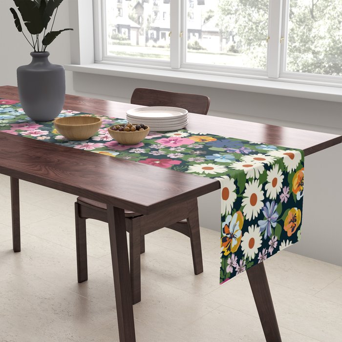 Magical Meadow Boho Hippy Garden Floral Table Runner Gallery Image 2