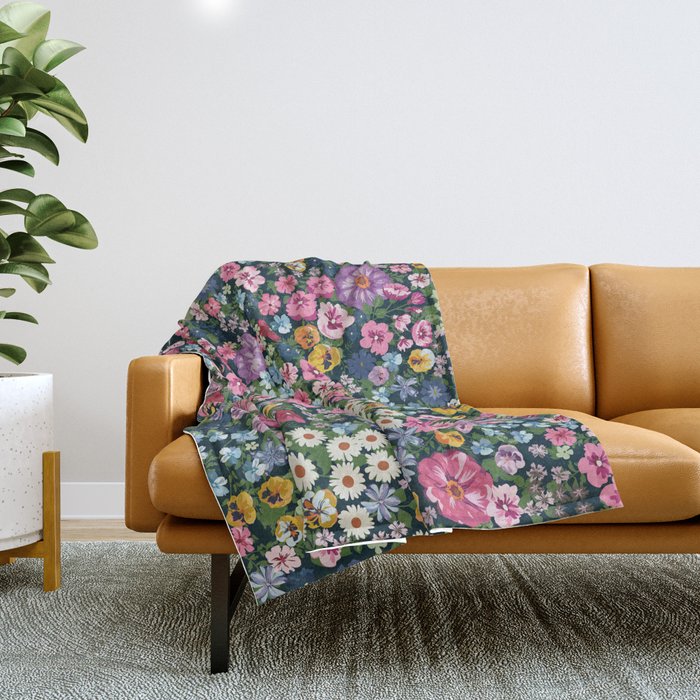 Magical Meadow Boho Hippy Garden Floral Throw Blanket Gallery Image 1